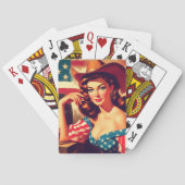 Retro American Cowgirl Pinup Pokerkaarten (Achterkant)