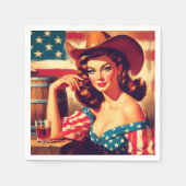 Retro American Cowgirl Pinup Servet (Voorkant)