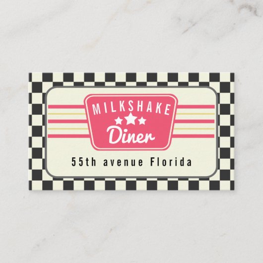 retro American diner 1960 1950s milkshake Visitekaartje (Voorkant)