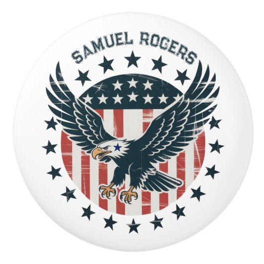 Retro American Eagle  Keramische Knop (Voorkant)