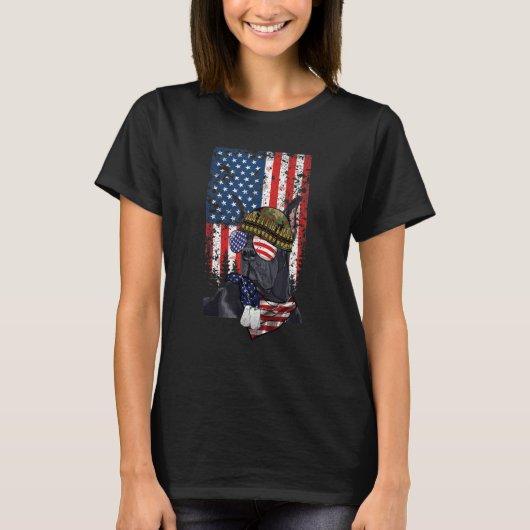 Retro American Flag 4th of July Great Dane Veteran T-shirt (Voorkant)