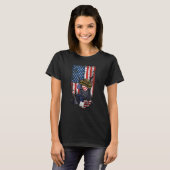 Retro American Flag 4th of July Great Dane Veteran T-shirt (Voorkant volledig)