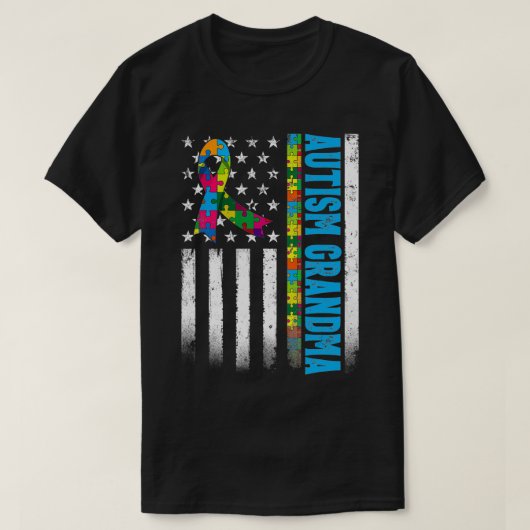 Retro American Flag Autism Grandma Awareness Autis T-shirt (Design voorkant)