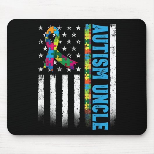 Retro American Flag Autism oom Awareness Muismat (Voorkant)
