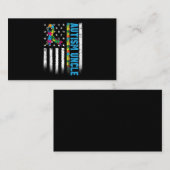 Retro American Flag Autism oom Awareness Visitekaartje (Voorkant / Achterkant)