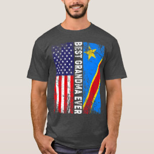 Retro American Flag Congo Flag Beste oma ooit F T-shirt