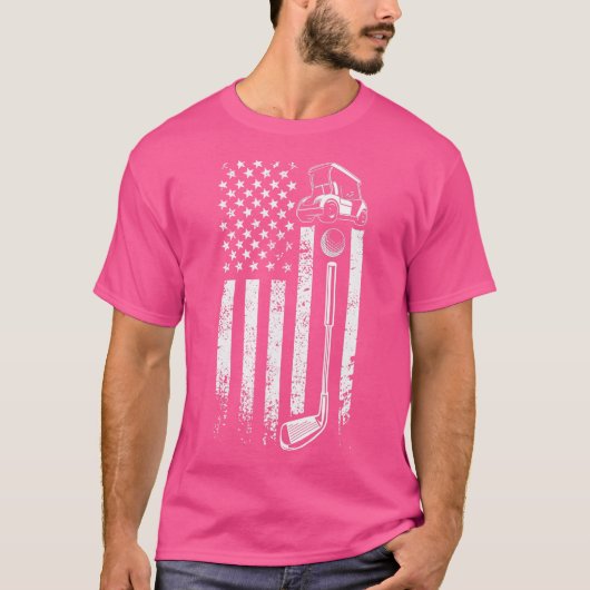 Retro American Flag Golf - Cadeau voor Golfer - Gr T-shirt (Voorkant)