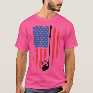 Retro American Flag Golf Gift for Golfer Funny Gol T-shirt