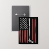 Retro American Flag Golf Golfer Funny Golf Club Button (Voorkant / Achterkant)