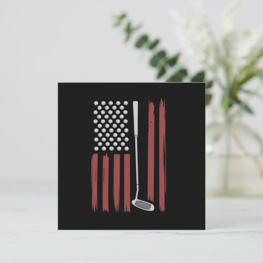 Retro American Flag Golf Golfer Funny Golf Club Kaart (Staand voorkant)