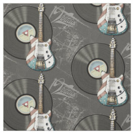 Retro American Flag Guitar and Vinyl Record Stof
