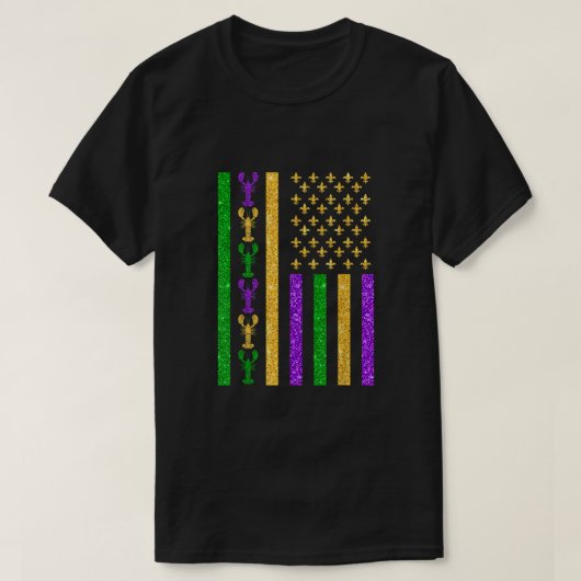 Retro American Flag Mardi Gras USA T-shirt (Design voorkant)