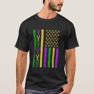 Retro American Flag Mardi Gras USA T-shirt