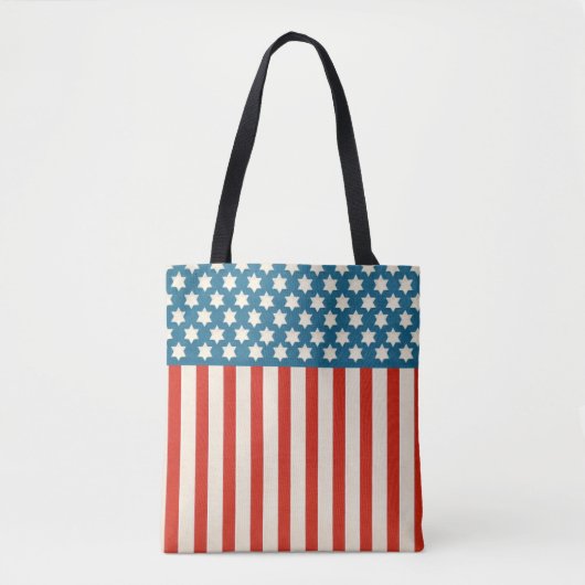 Retro American Flag Stars en Stripes Tote Bag (Voorkant)