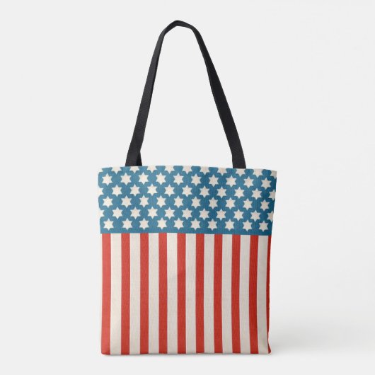 Retro American Flag Stars en Stripes Tote Bag (Achterkant)