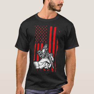 Retro American Flag Tattoo Artist Inking Machine T T-shirt