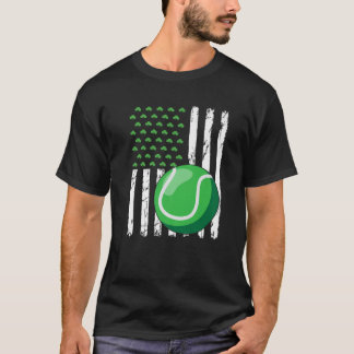 Retro American Flag Tennis Sport St. Patrick's Day T-shirt