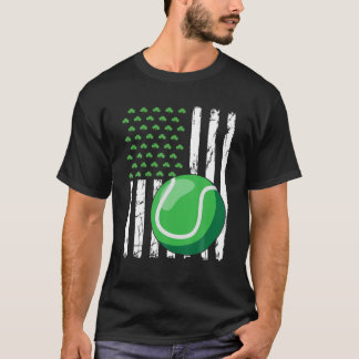 Retro American Flag Tennis Sport St. Patrick's Day T-shirt