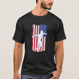 Retro American Flag Throwing Discus Thrower Shot P T-shirt