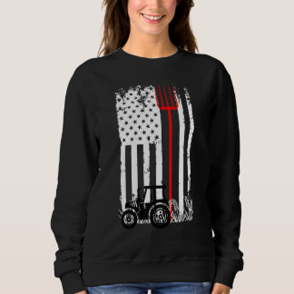 Retro American Flag Tractor Men Women Tractor Farm Trui