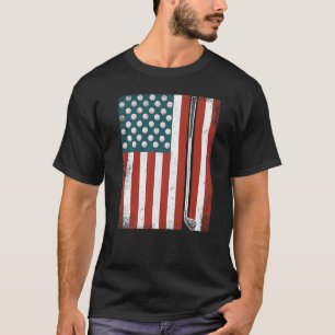 Retro American Flag Usa Golf voor Golfer T-shirt