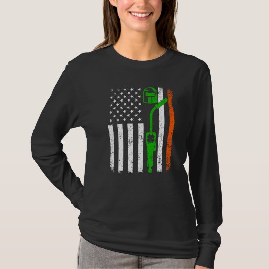 Retro American Flag Welder St Patricks Day Shamroc T-shirt (Voorkant)