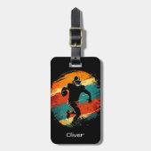 Retro American Football Player Bagagelabel (Voorkant verticaal)