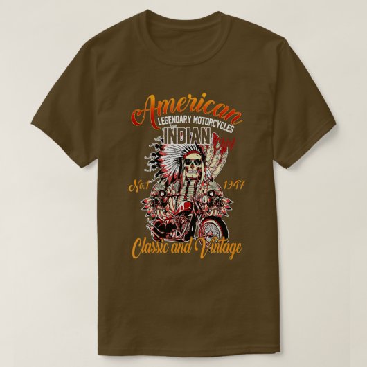 Retro American Motorcycle Indias for Old Biker T-shirt (Design voorkant)