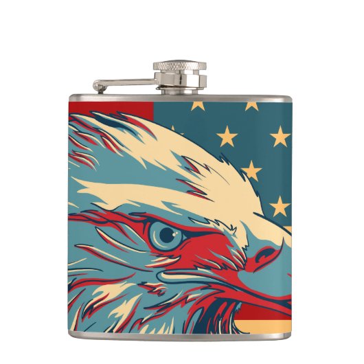 Retro American Patriotic Eagle Flag Heupfles (Voorkant)