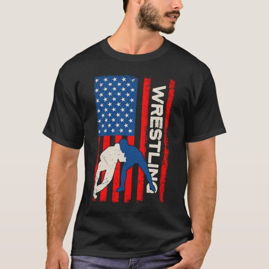 Retro American Patriotic Wrestling Apparel VS vlag T-shirt (Voorkant)