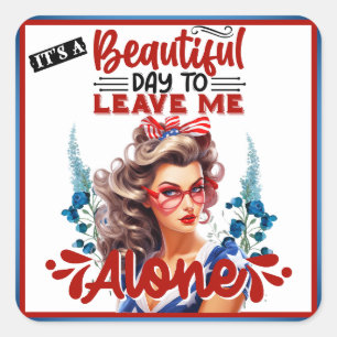 Retro American Pinup_ Het is een mooie dag Vierkante Sticker