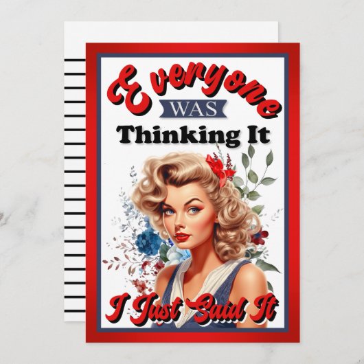 Retro American Pinup_ Ik zei het net Bedankkaart (Voorkant / Achterkant)