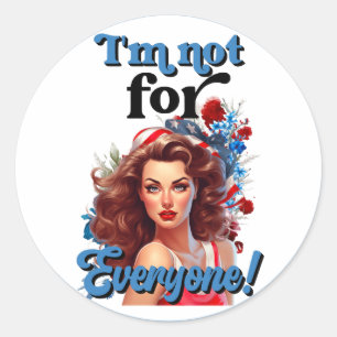Retro American Pinup_ Niet voor iedereen Ronde Sticker