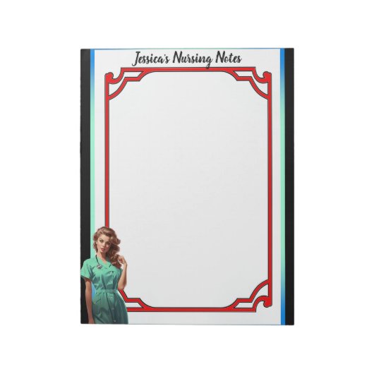 Retro American Pinup_ Vlek jezelf niet Notitieblok (Linkerzijde)