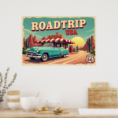 Retro American Road Trip Poster  (Keuken)