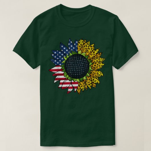 Retro American Sunflower Patriotic Leopard 4th of T-shirt (Design voorkant)