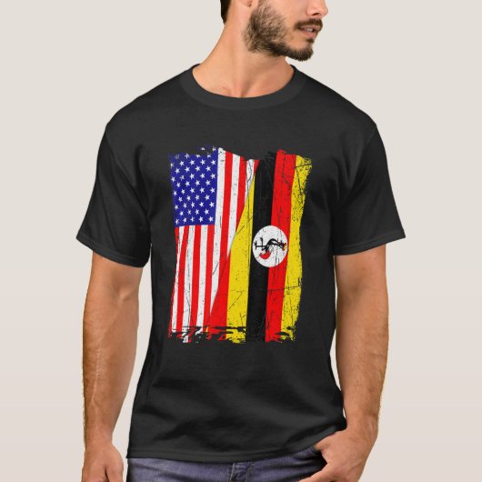 Retro American Uganda Flag Mannen Women Patriotic T-shirt (Voorkant)