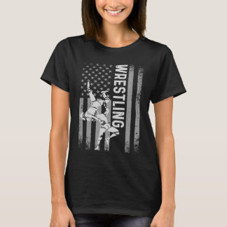 Retro American Wrestling Apparel US Flag Wrestling T-shirt