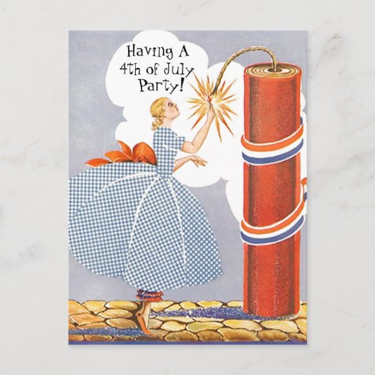 Retro Amerika 4 juli Uitnodiging PC (Voorkant)