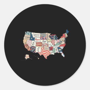 Retro Amerika USA Kaart God Zeg dat je Bijbel bent Ronde Sticker