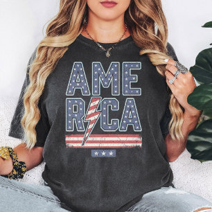 Retro Amerika Vlag Bliksemschicht T-shirt