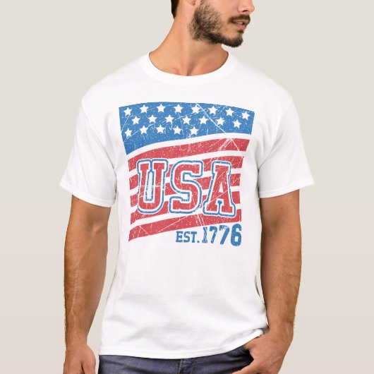 Retro Amerika Vlag USA Familie 4th van juli T-shirt (Voorkant)