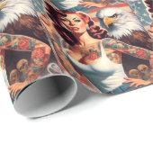 Retro Amerikaans meisje Cadeaupapier (Rol Hoek)