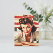 Retro Amerikaans Meisje Pin Up Art Briefkaart (Staand voorkant)