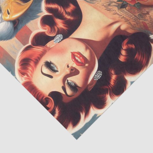 Retro Amerikaans meisje Tissuepapier (Detail)