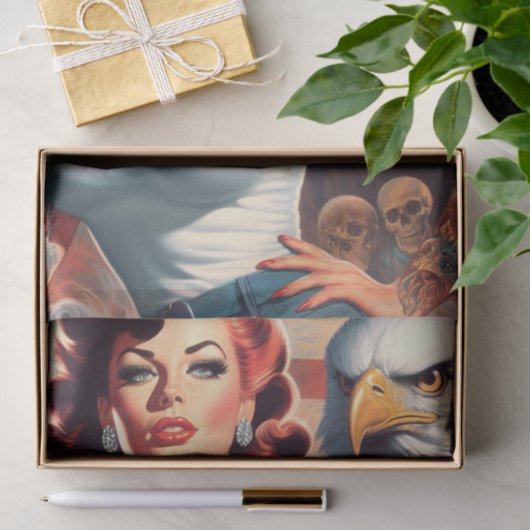 Retro Amerikaans meisje Tissuepapier (Geschenk)