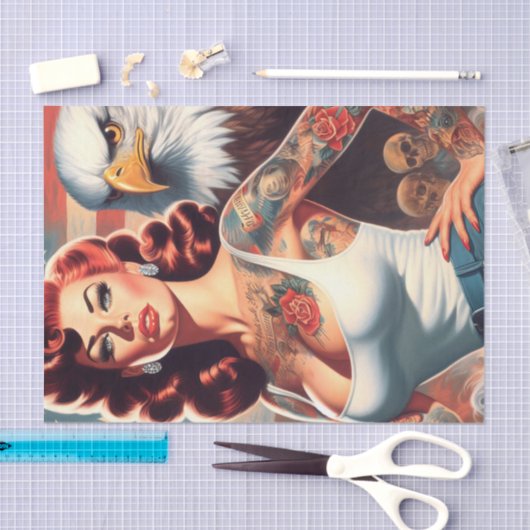 Retro Amerikaans meisje Tissuepapier (Craft)