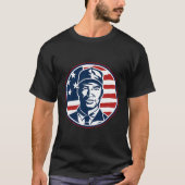  retro Amerikaans vlagontwerp 4th of July Bus T-shirt (Voorkant)