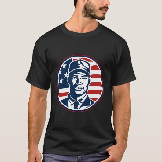  retro Amerikaans vlagontwerp 4th of July Bus T-shirt (Voorkant)