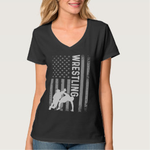 Retro Amerikaans worstel kleding US vlag worstelen T-shirt